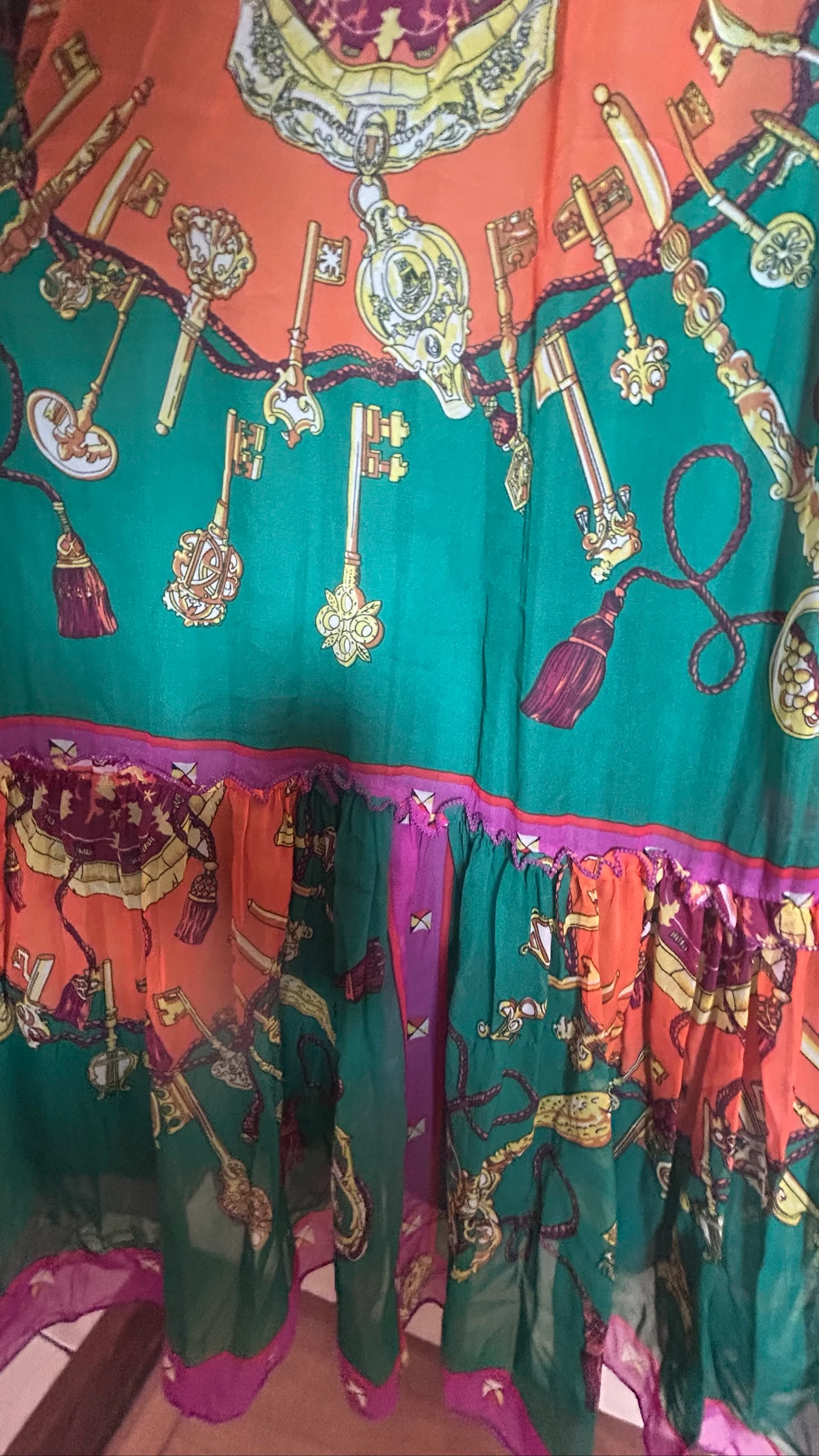 Long Green Origin Printed Dress with Appliqués | One Size (fits 36/38) – photo 5